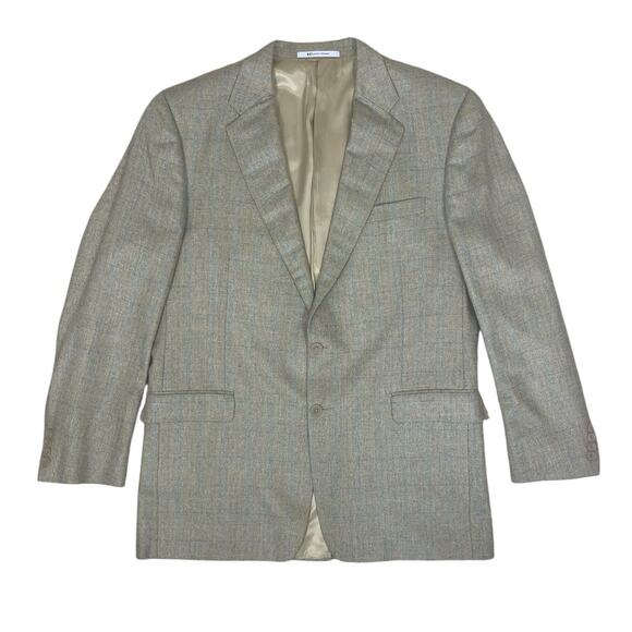 Hickey Freeman Ltd 100% Silk Plaid Chevron Two Button Sport Coat Men's 44 Long - Picture 2 of 15
